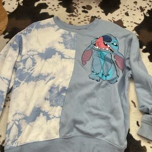 Disney Blue Tie-Dye Stitch Sweatshirt